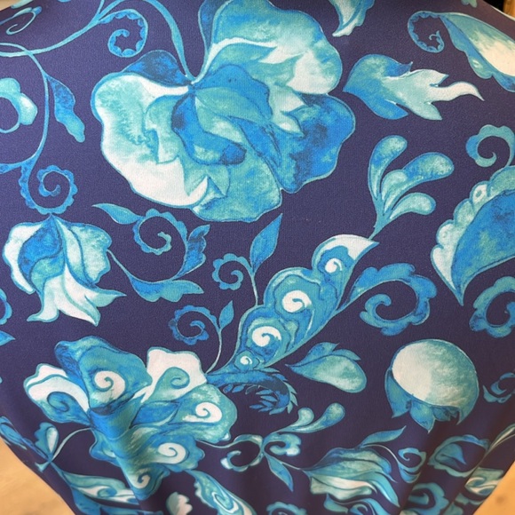 EUC Maxime Zeaberg  Toronto Designer blue floral print midi length wrap dress - Picture 7 of 11